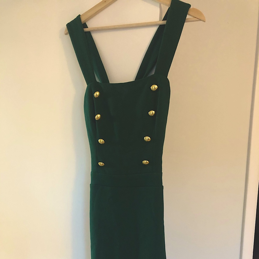 NEVER BEEN WORN- XOXO emerald green dress with gold detailing